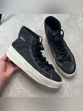 adidas Nizza High-Top Sneakers in Black and White 10